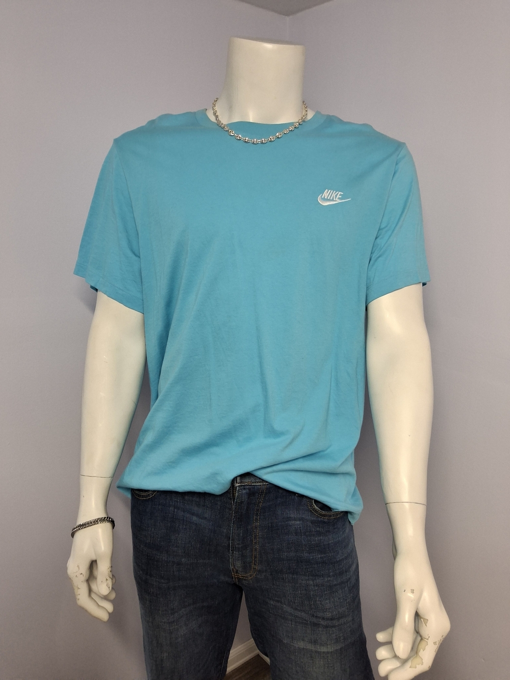 Nike The Nike Tee Men's XL Blue Solid Logo Crew Neck Short Sleeve T-Shirt